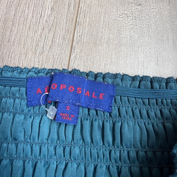NWOT Aeropostale Teal Off-Shoulder Velvet Top Size Small - Picture 2 of 4